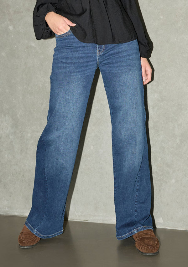 I SAY COmo Long Wide Jeans Pants 662 Dark denim
