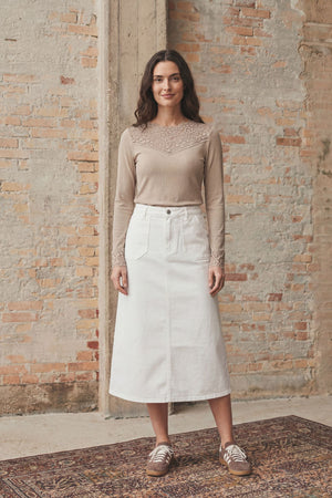 I SAY Carpi Denim Skirt Skirts 101 Broken White
