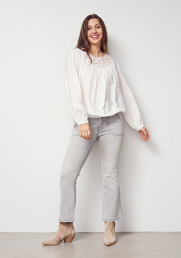 I SAY Como Flare Jeans Pants 943 Light Grey Washed