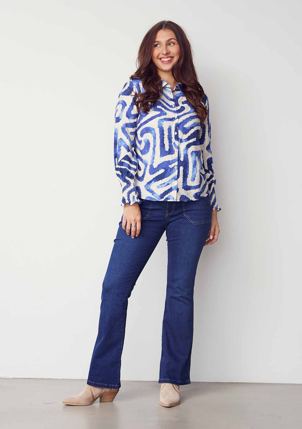 I SAY Como Long Flare Jeans Pants 662 Dark denim