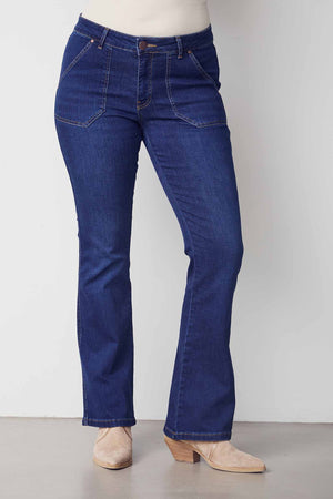 I SAY Como Long Flare Jeans Pants 662 Dark denim