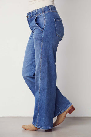 I SAY Como New Wide Jeans Pants 700 Mid Denim Wash