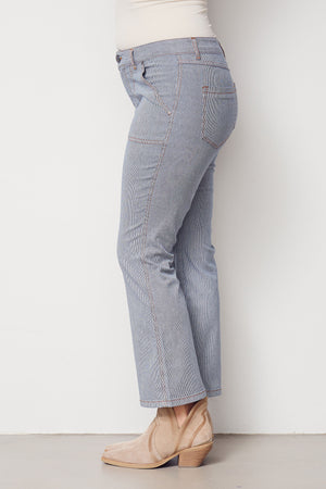 I SAY Como Stripe Flare Pant Pants M57 Blue Pinstripe