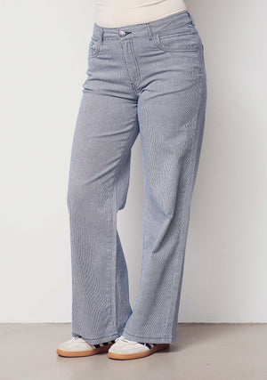 I SAY Como Stripe Wide Pant Pants M57 Blue Pinstripe