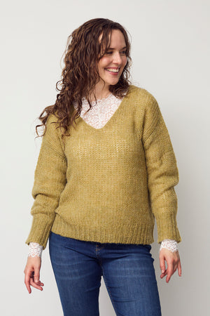 I SAY Cosima Knit Knitwear 803 Lime Melange