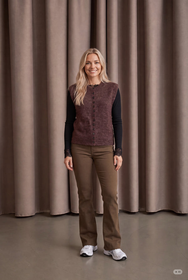 I SAY Cosima Waistcoat Knitwear N69 Wine Melange