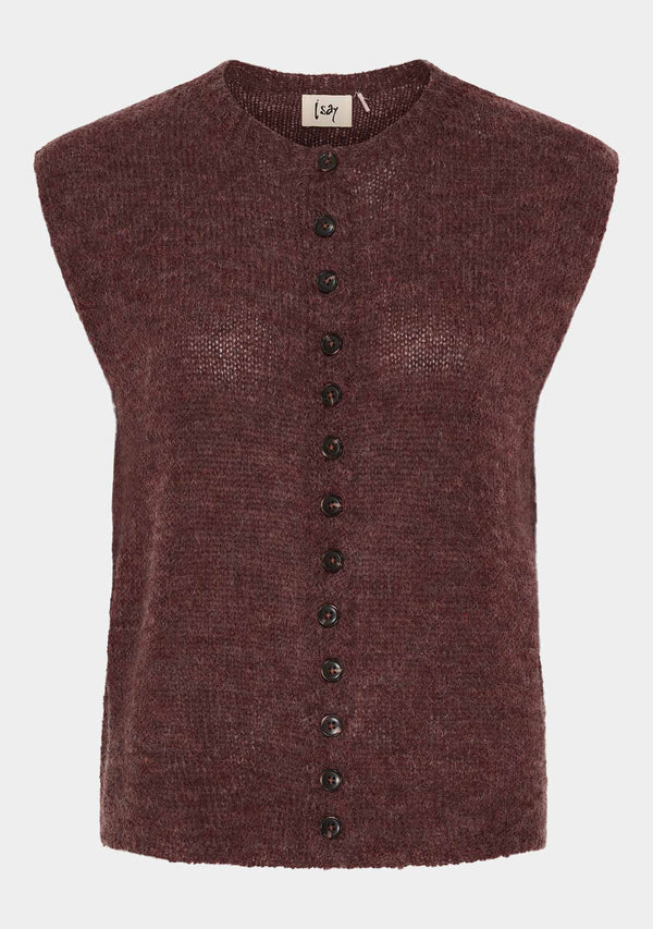 I SAY Cosima Waistcoat Knitwear N69 Wine Melange