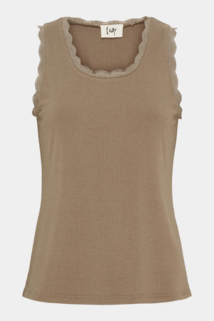 I SAY Dee O-Neck Top Tops 368 Taupe