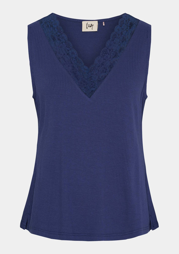 I SAY Dee V-Neck Top Tops 640 Navy
