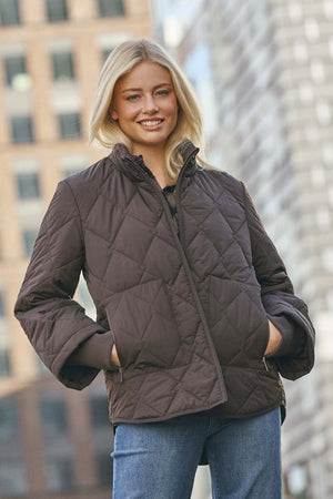I SAY Diddi Quilted Jacket Outerwear 356 Dark brown