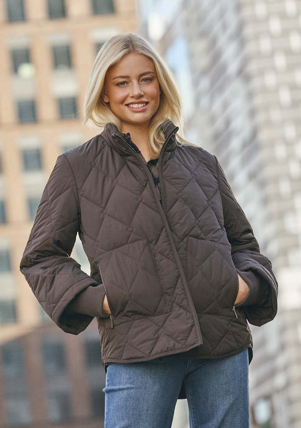 I SAY Diddi Quilted Jacket Outerwear 356 Dark brown