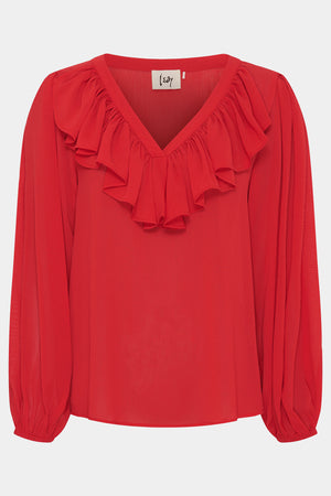 I SAY Ellen Flounce Blouse Blouses 404 Red