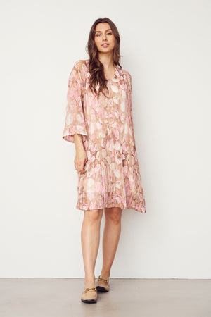 I SAY Enge New Dress Dresses M68 Luxury Camel w/Pink