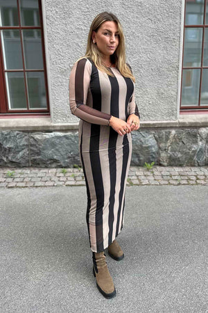 I SAY Fifi Straight Dress Dresses L33 Winter Sand/Black Stripe