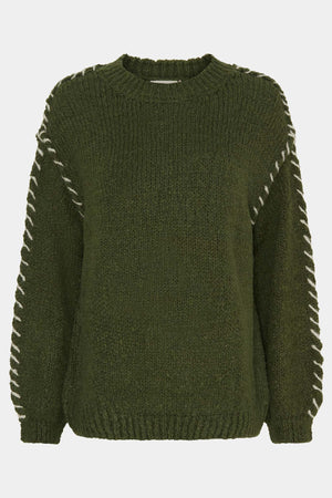 I SAY Franca Knit Pullover Knitwear 918 Army