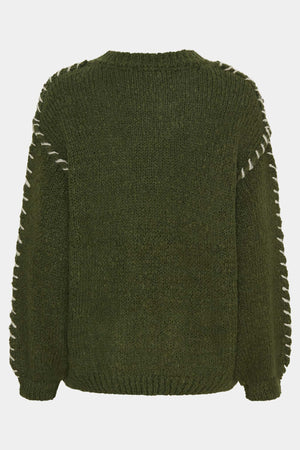 I SAY Franca Knit Pullover Knitwear 918 Army