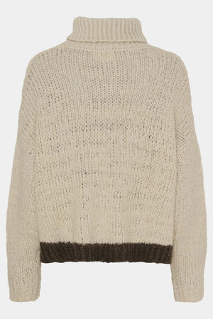 I SAY Franca Rollneck Pullover Knitwear M28 Cream w/Warm Grey