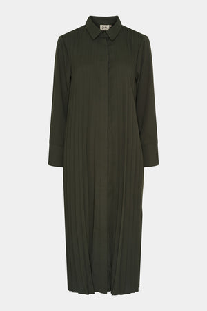 I SAY Frida Pleat Dress Dresses 918 Army