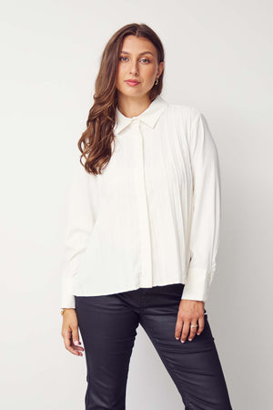 I SAY Frida Pleat Shirt Shirts 129 Winter White