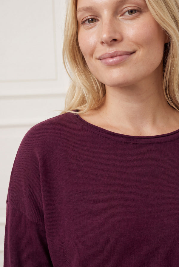 I SAY Frigga Knit Pullover Knitwear 419 Aubergine