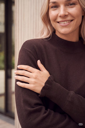 I SAY Frigga New Pullover Knitwear 357 Dark Brown Melange