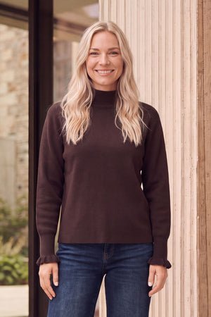 I SAY Frigga New Pullover Knitwear 357 Dark Brown Melange