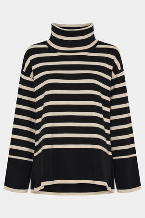 I SAY Frigga Rollneck Pullover Knitwear M41 Black w/Cream