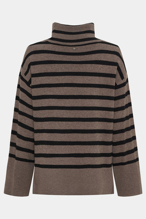 I SAY Frigga Rollneck Pullover Knitwear N03 Potato w/black Stripe