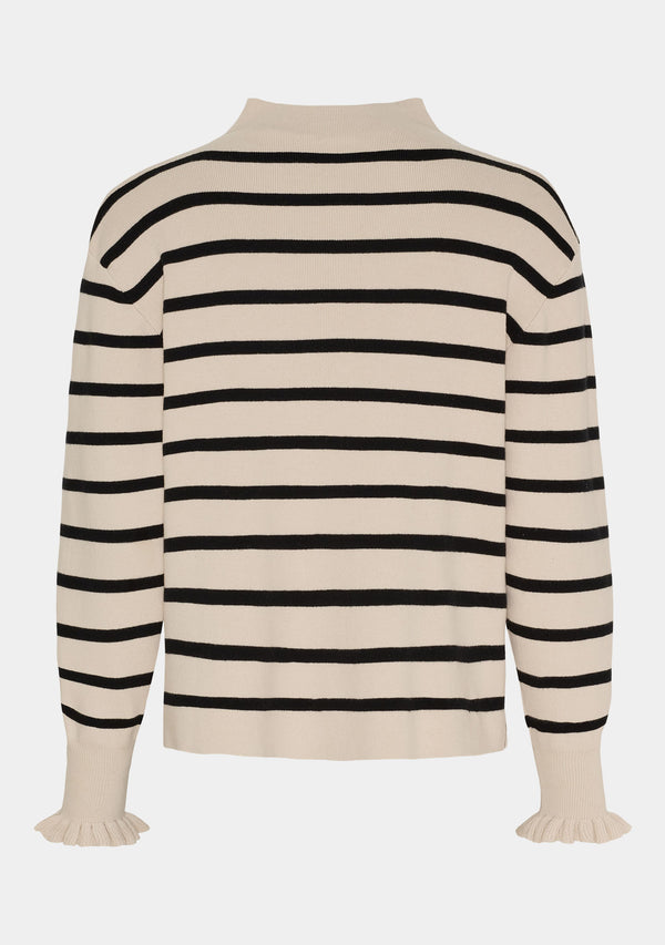 I SAY Frigga Stripe Pullover Knitwear L37 Sand w/Black