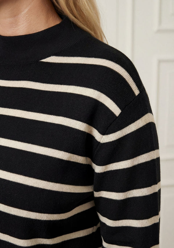 I SAY Frigga Stripe Pullover Knitwear M41 Black w/Cream