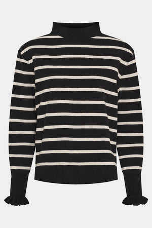 I SAY Frigga Stripe Pullover Knitwear M41 Black w/Cream