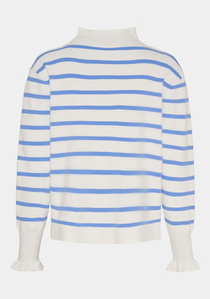 I SAY Frigga Stripe Pullover Knitwear M51 Broken White w/Skyblue
