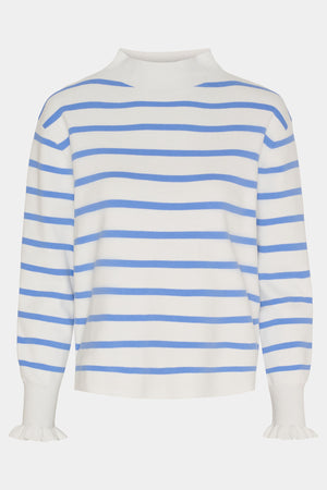 I SAY Frigga Stripe Pullover Knitwear M51 Broken White w/Skyblue