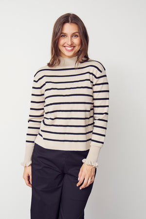 I SAY Frigga Stripe Pullover Knitwear M76 Golden w/black