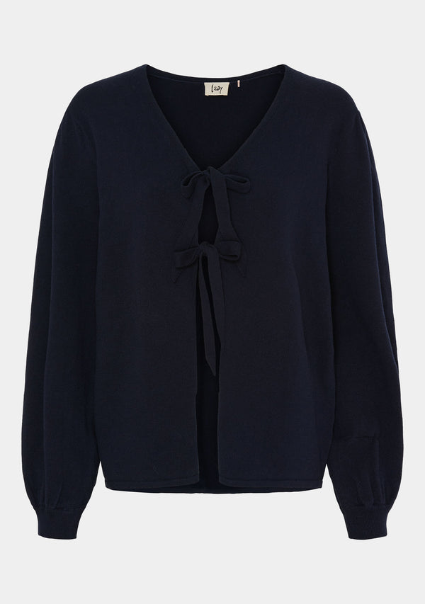 I SAY Frigga Tie Cardigan Knitwear 640 Navy