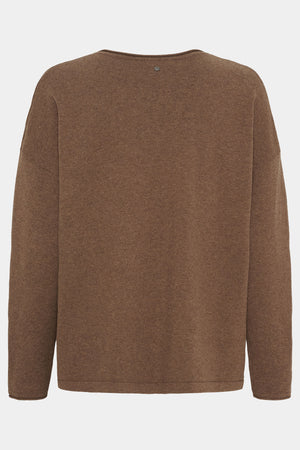 I SAY Frigga V-Neck  Knitwear 372 Golden Brown Melange