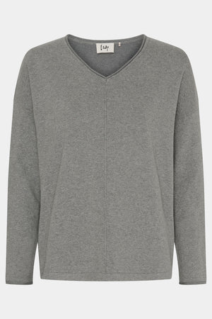 I SAY Frigga V-Neck  Knitwear 947 Grey Melange