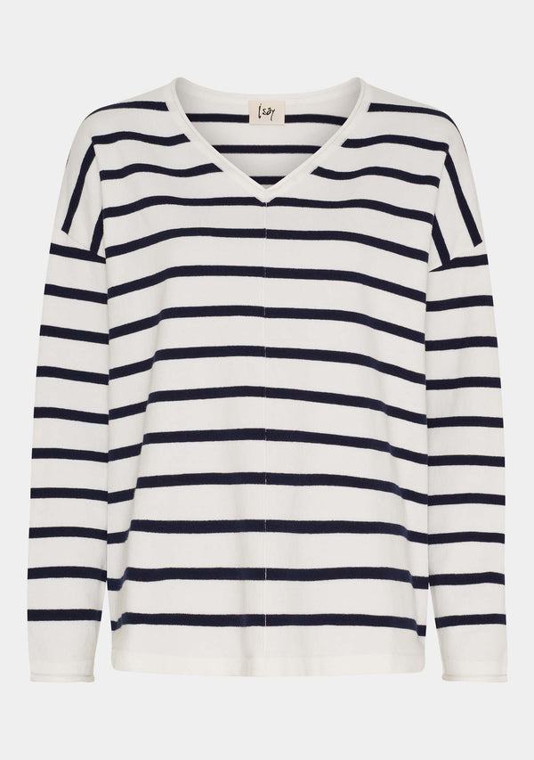 I SAY Frigga V-Neck  Knitwear A47 Nautic Stripe