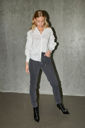 I SAY Genua Deco Jeans Pants N68 Grey w/Stones