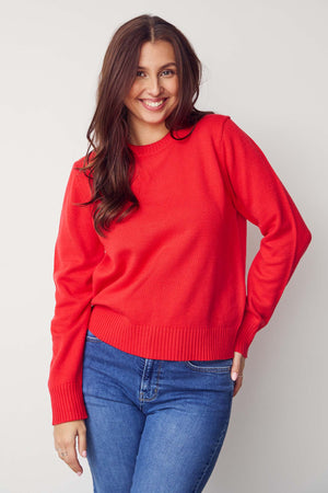 I SAY Gwen Basic Pullover Knitwear 432 Fresh Red