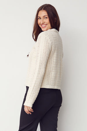 I SAY Gwen Cardigan Knitwear 101 Broken White