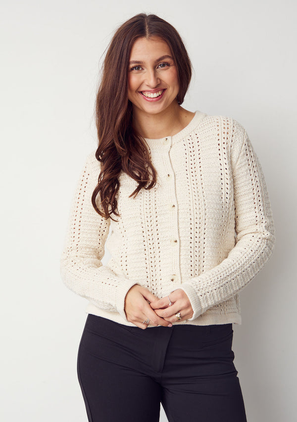 I SAY Gwen Cardigan Knitwear 101 Broken White
