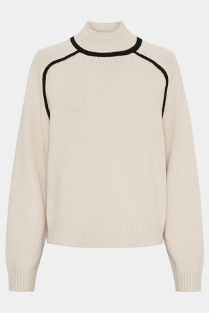 I SAY Gwen Contrast Pullover Knitwear N16 Creamy w/Black