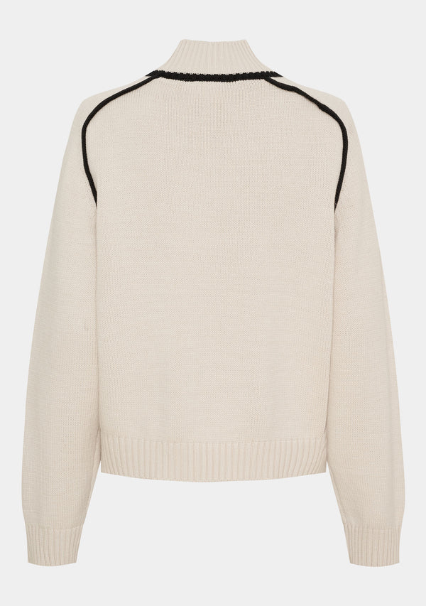 I SAY Gwen Contrast Pullover Knitwear N16 Creamy w/Black