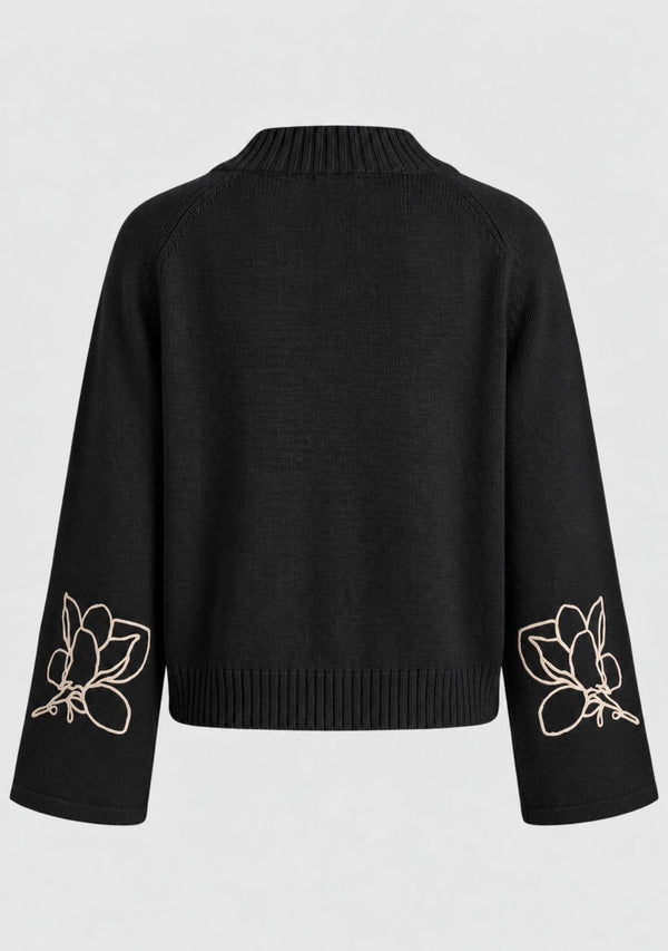 I SAY Gwen Deco Pullover Knitwear M41 Black w/Cream