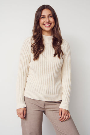 I SAY Gwen Highneck Pullover Knitwear 101 Broken White