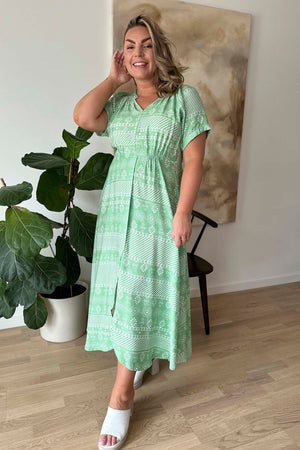 I SAY Gyta New Dress Dresses L98 Green Geo