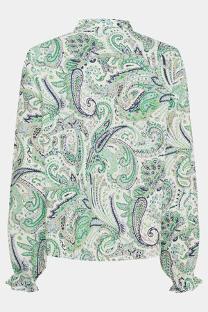 I SAY Gyta Ruffle Shirt Shirts I31 Green Paisley