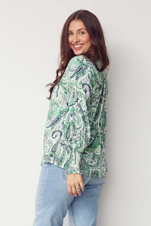 I SAY Gyta Smock Blouse Blouses I31 Green Paisley