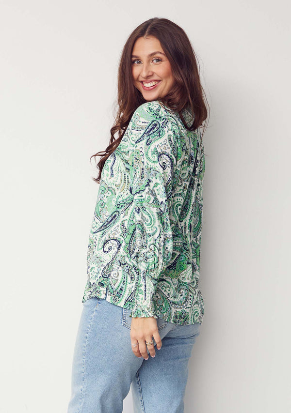 I SAY Gyta Smock Blouse Blouses I31 Green Paisley